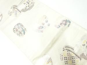 アンティーク　茶道具模様織出し袋帯（材料）